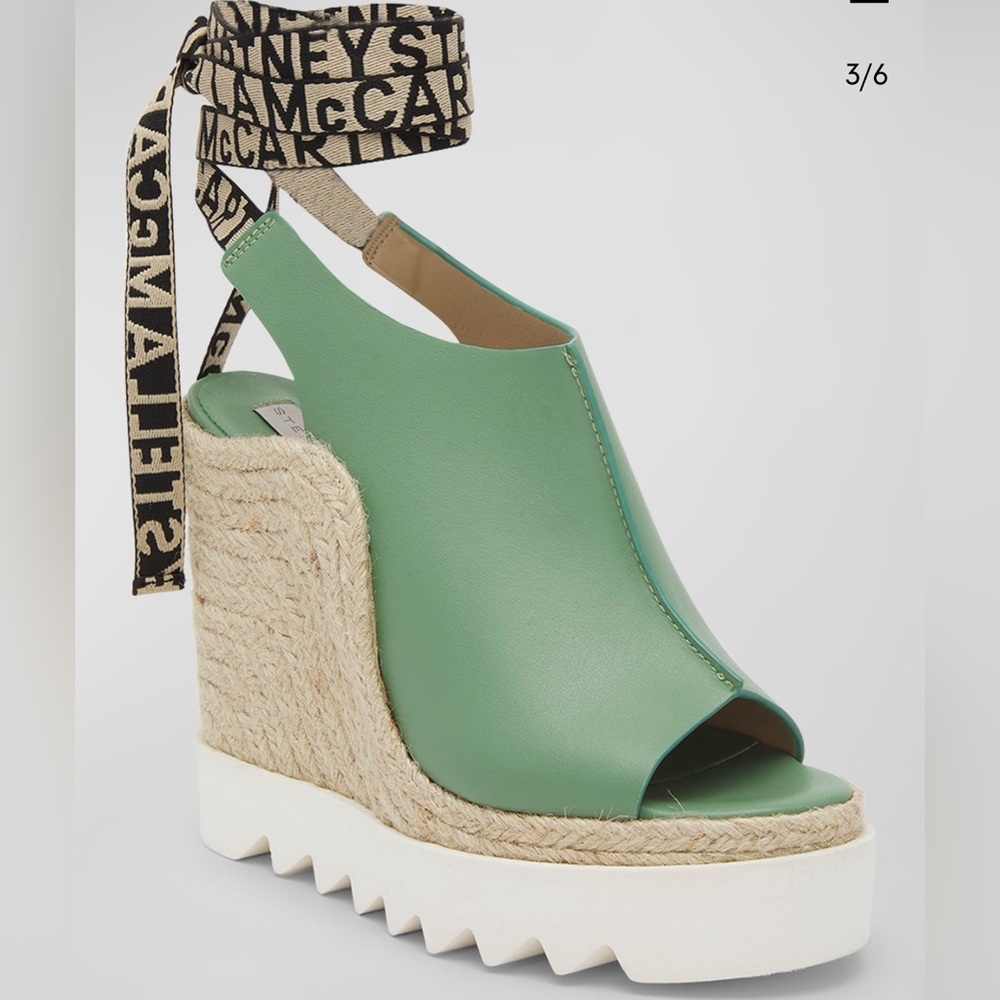 Stella McCartney Gaia Alter Mat Peeptoe Wedge Espadrilles